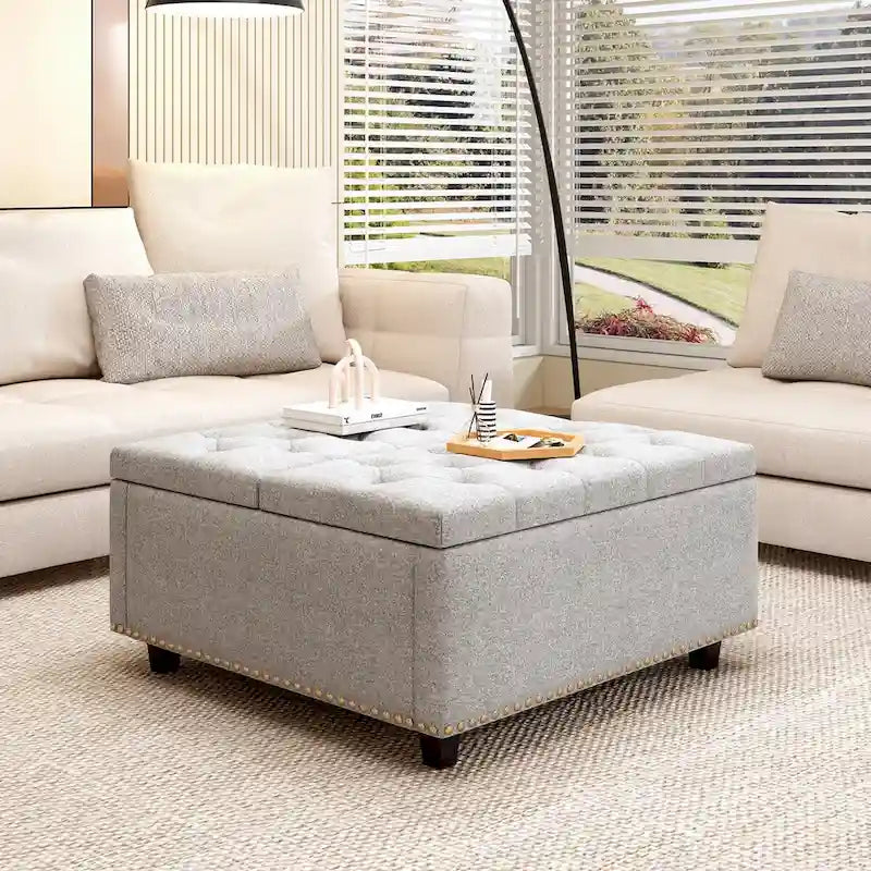 Square Storage Bench with Two Storage Doors