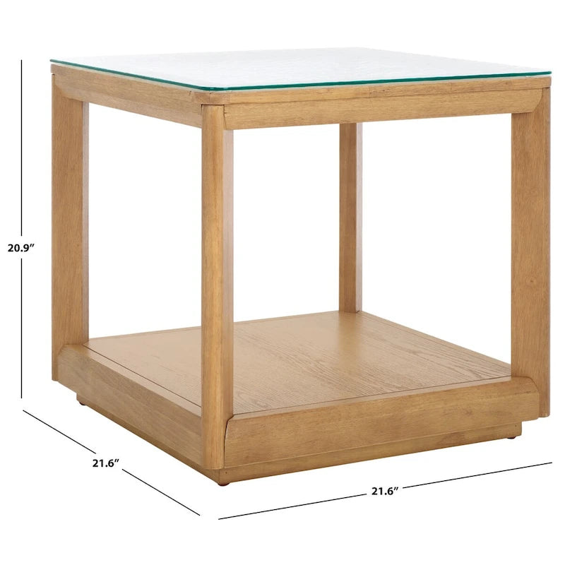 Table d'appoint à plateau en verre - 22larg.x22prof.x21haut.